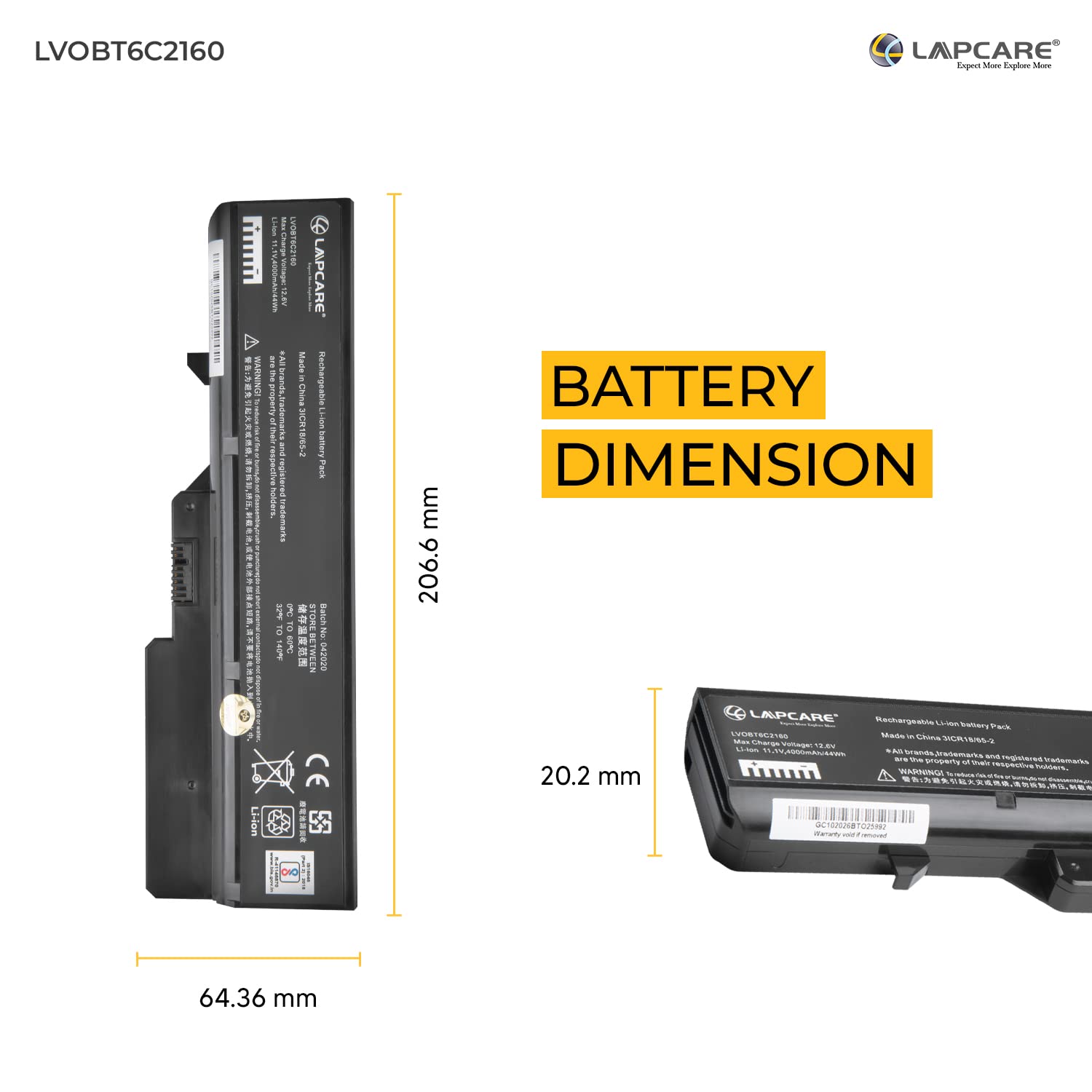 Lapcare Lenovo Ideapad G460 G560 Z560 Compatible Laptop Battery (Black)