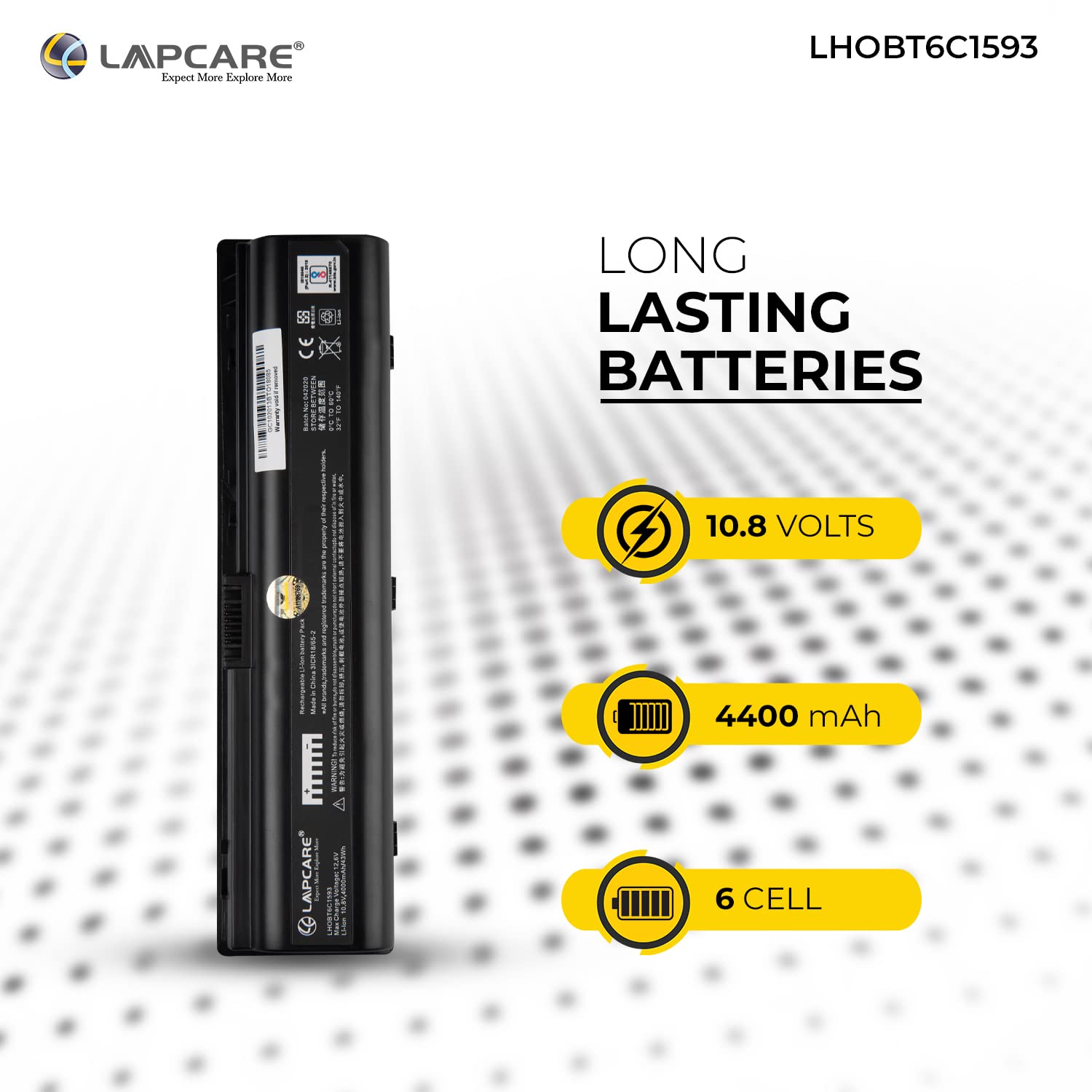 Lapcare Compaq LHOBT6C1593,V3000,DV2000 6C Battery -Black