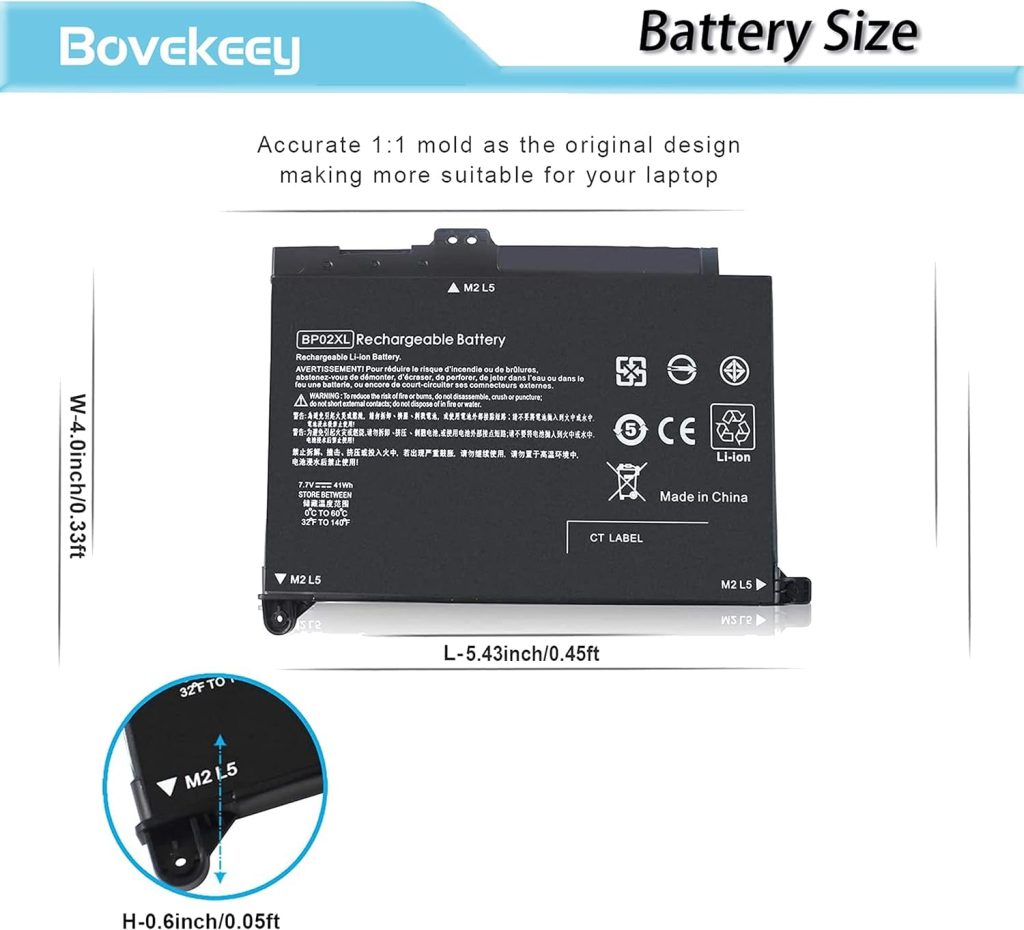 R & I Laptop Battery Compatible for HP Pavilion BP02XL PC 15 AU010WM AU018WM Series HSTNN-UB7B HSTNN-LB7H 2ICP7/65/80 BP02XL