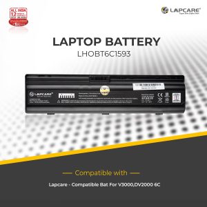 Lapcare Compaq LHOBT6C1593,V3000,DV2000 6C Battery -Black