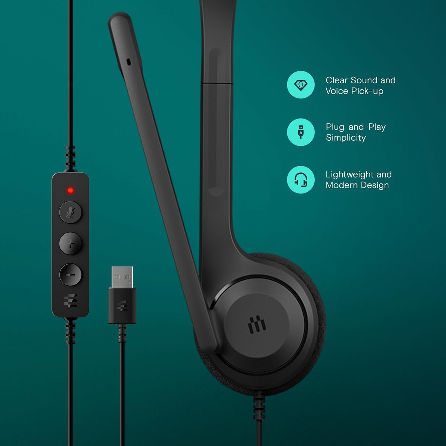 EPOS C1 Business USB-A Headset with Microphone, Chrome-Certified, Wired Headphones, Noise-Canceling Mic, Enhanced Audio Quality, Connectivity for Modern Devices, On-Ear