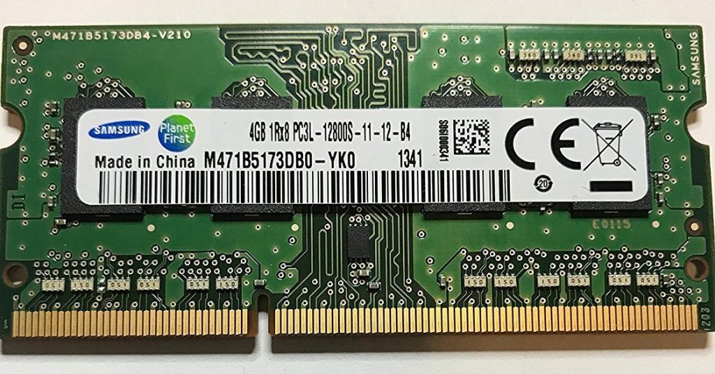 Samsung ram memory 4GB (1 x 4GB) DDR3 PC3L-12800,1600MHz, 204 PIN SODIMM for laptops