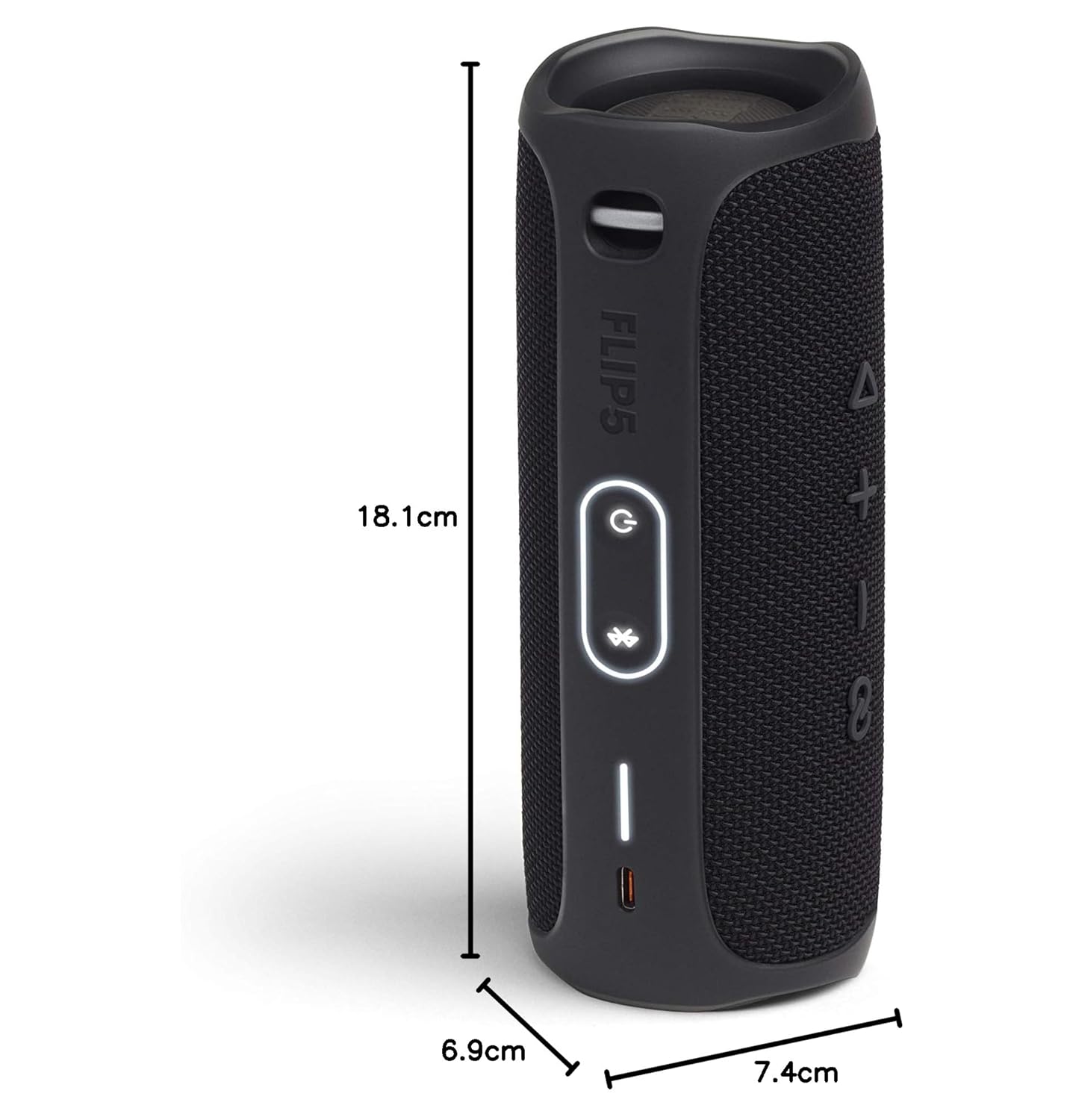 JBL Flip 5 Wireless Portable Bluetooth Speaker, Signature Sound with Powerful Bass Radiator, Vibrant Colors with Rugged Fabric Design, Party Boost, IPX7 Waterproof & Type C (Without Mic, Black)