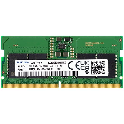 Samsung 8GB DDR5 5600MHz PC5-44800 CL46 SODIMM 1Rx16 Single Rank 1.1V 262-Pin Laptop RAM Memory M425R1GB4BB0-CWM, 1 Module