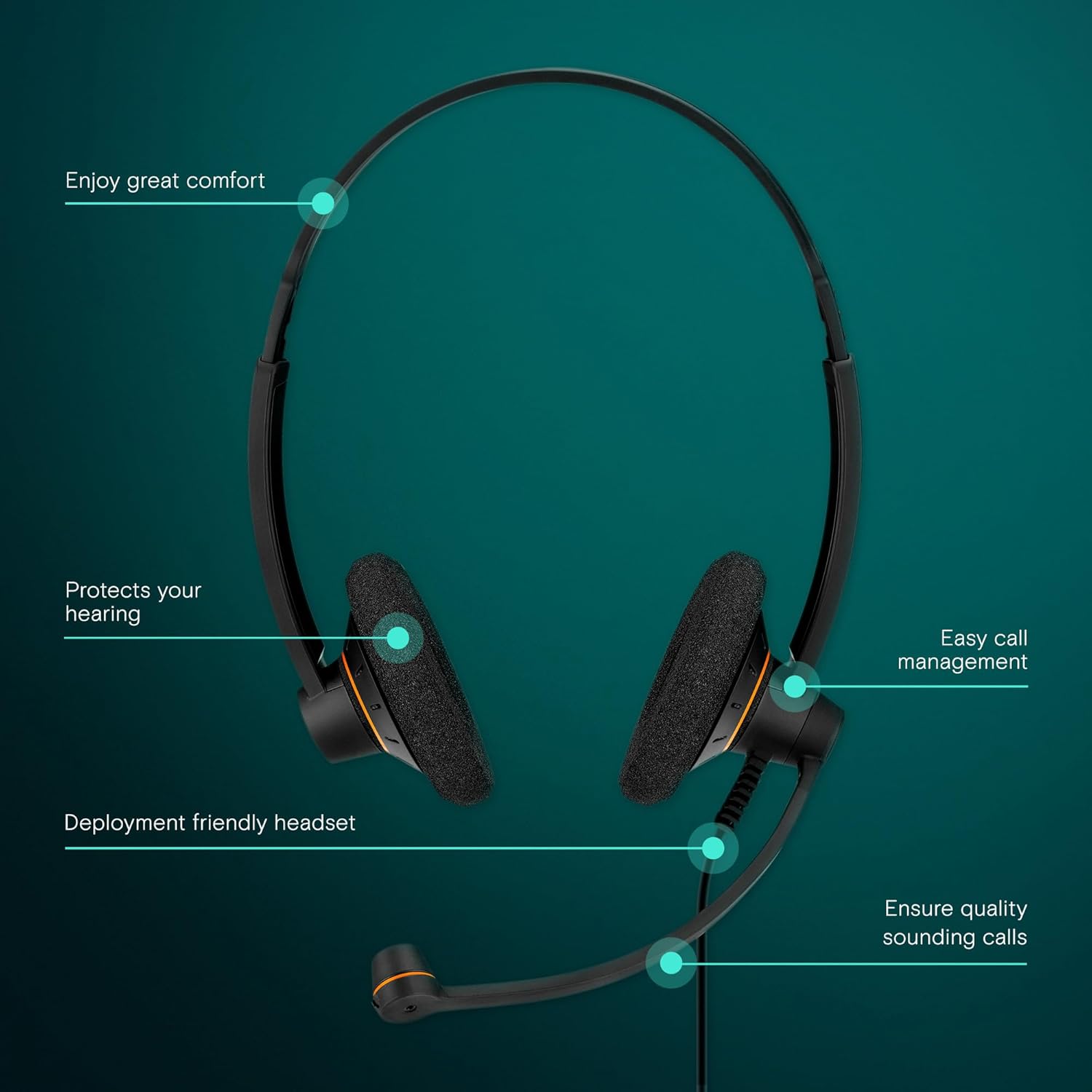 EPOS Sennheiser Culture Series Wideband Over Ear Wired Headphones SC60-USB-ML, Black