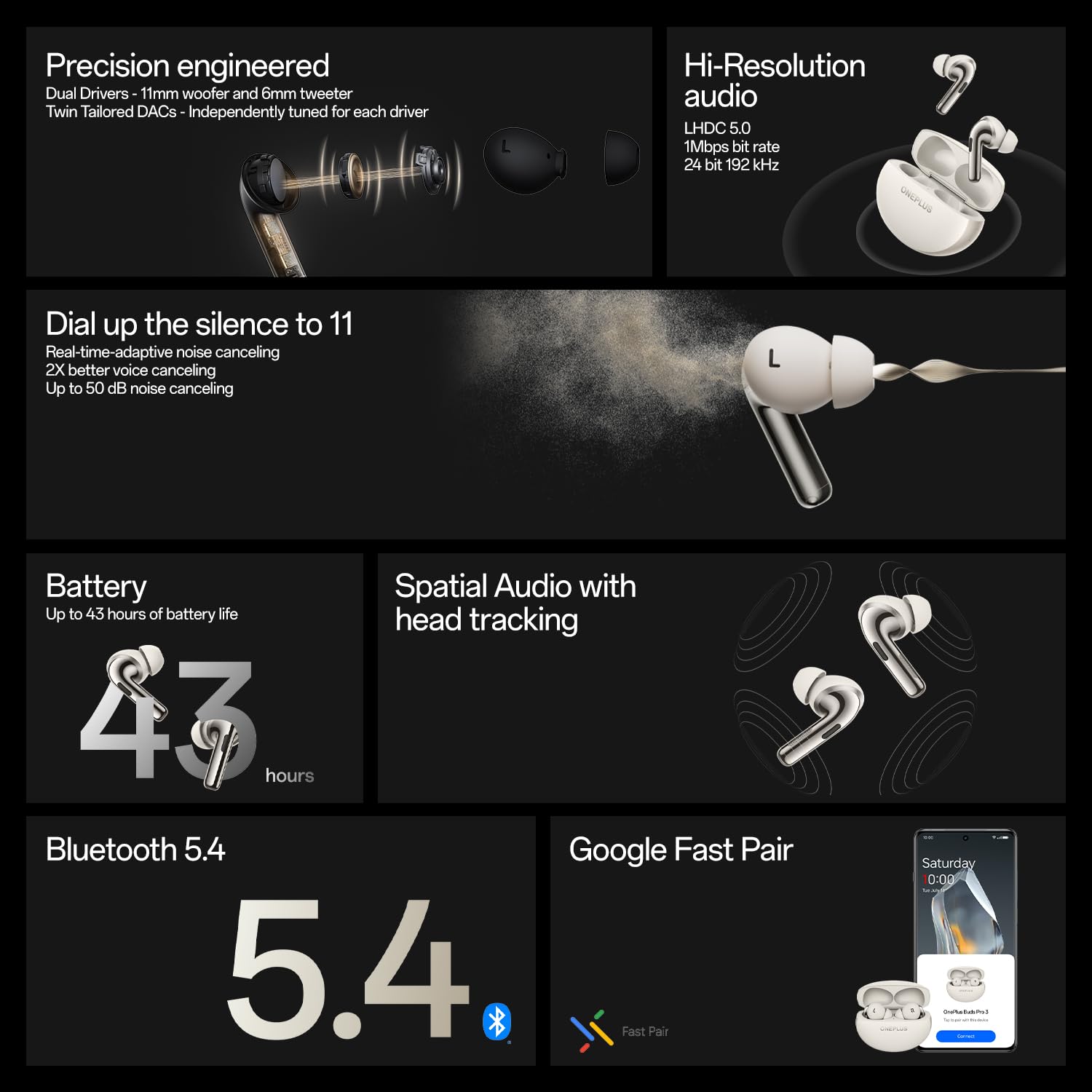OnePlus Buds Pro 3 Bluetooth TWS in-Earbuds Dual Drivers, Dual Dacs, Dynaudio Eqs, AI-Powered Translator, Up to 50Db Adaptive Noise Cancellation, Up to 43Hrs Battery.