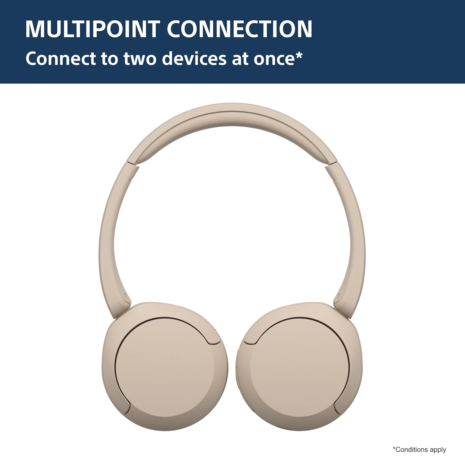Sony WH-CH520 Wireless Bluetooth Headphones On Ear with Mic, Up to 50Hrs Battery, Quick Charge, DSEE Upscale, Multipoint Connectivity, Voice Assistant, Customized EQ-Beige