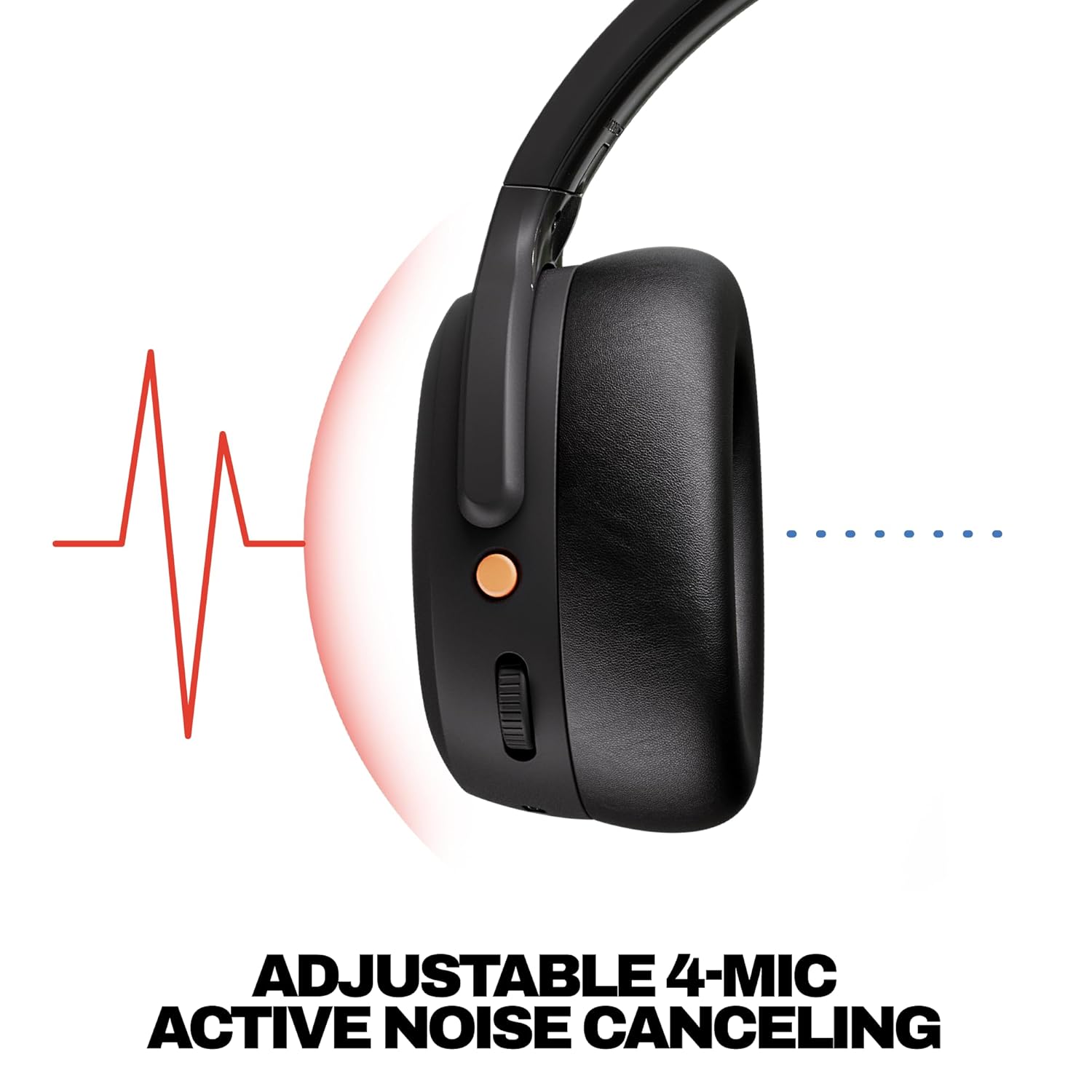 Skullcandy Crusher ANC 2 Over-Ear 4-Mic Active Noise Cancelling Wireless Headphones with 100 dB Sensory Bass, 40mm Drivers, Dual-Device Pairing, 50Hr Battery, Alexa Enabled – Black