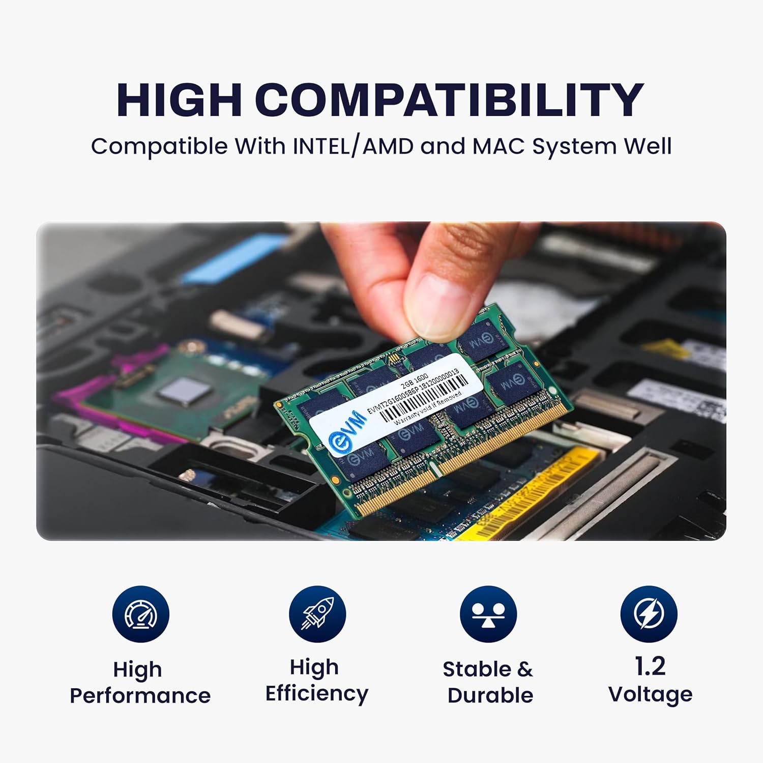 EVM 2GB DDR3 Laptop RAM 1600MHz So-DIMM Memory