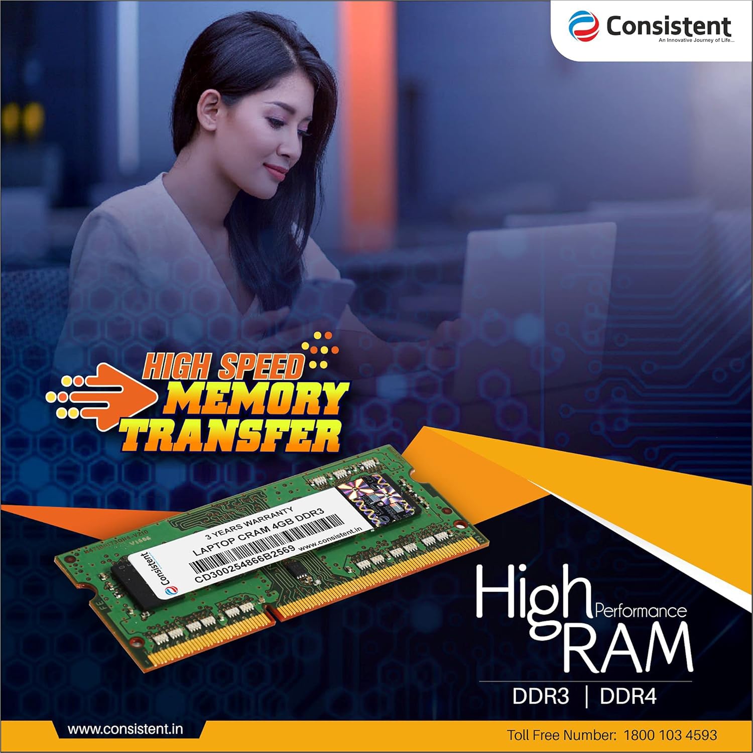 Consistent 4GB DDR3 1600MHz Laptop Ram