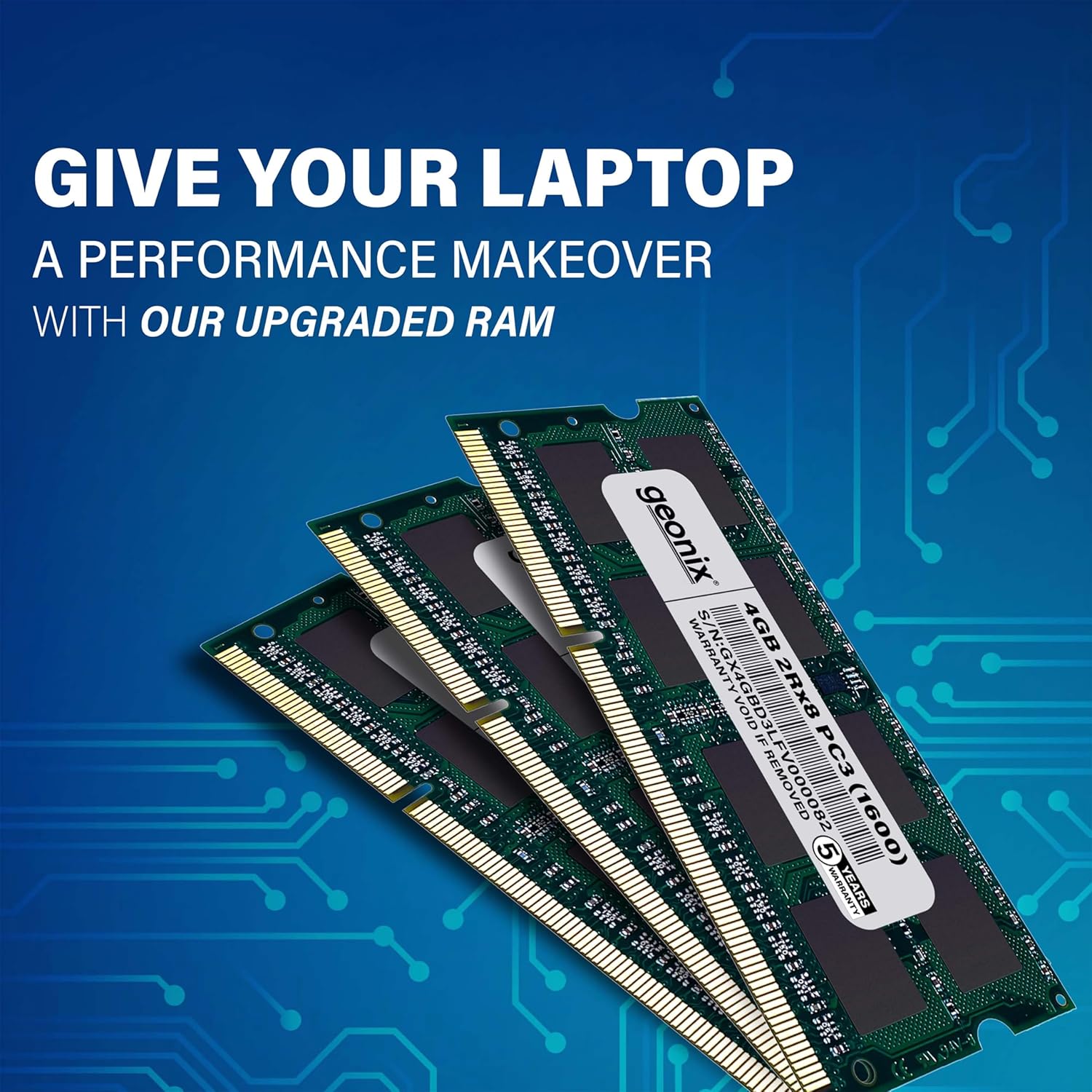 GEONIX 4GB DDR3L 1600 Mhz| Laptop RAM for Standard & Gaming PC | 2Rx8 | 204 Pin