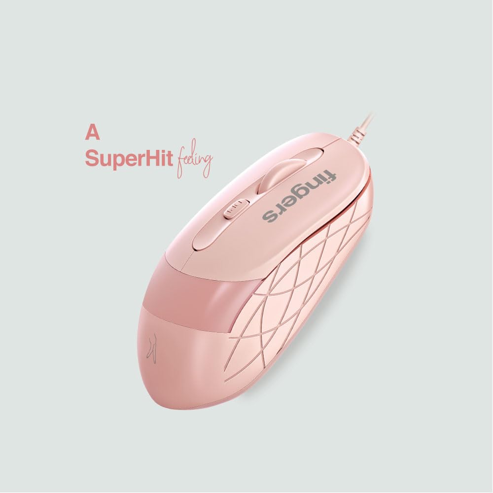 FINGERS SuperHit Wired Mouse with Advanced Optical Technology (Blush Pink)