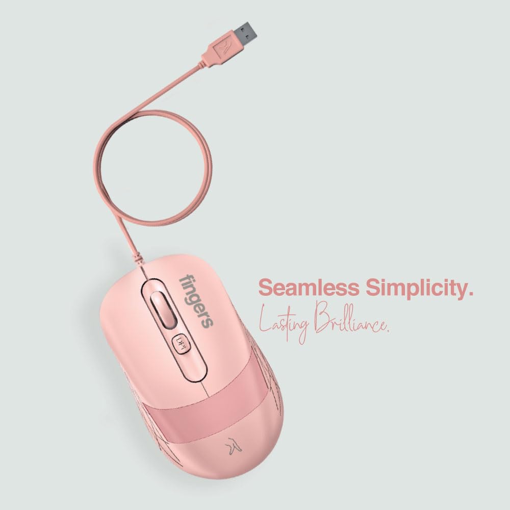 FINGERS SuperHit Wired Mouse with Advanced Optical Technology (Blush Pink)