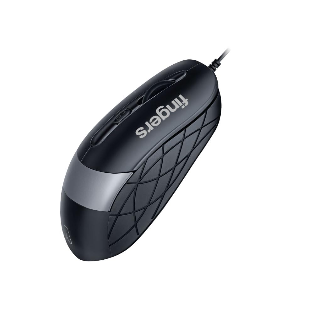 FINGERS SuperHit Wired Mouse with Advanced Optical Technology (Matte Black + Steel Grey)