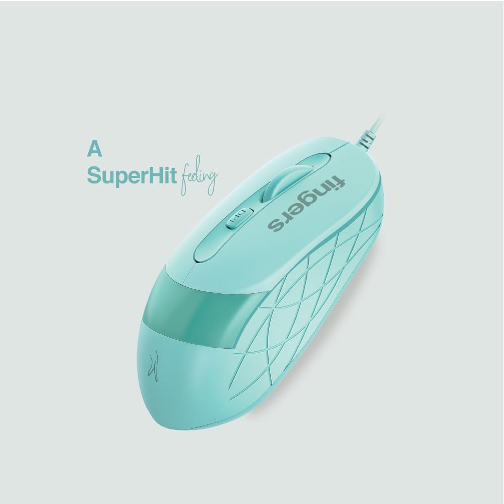 FINGERS SuperHit Wired Mouse with Advanced Optical Technology (Sea Blue)