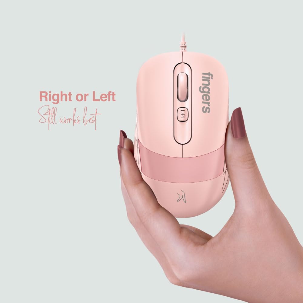 FINGERS SuperHit Wired Mouse with Advanced Optical Technology (Blush Pink)