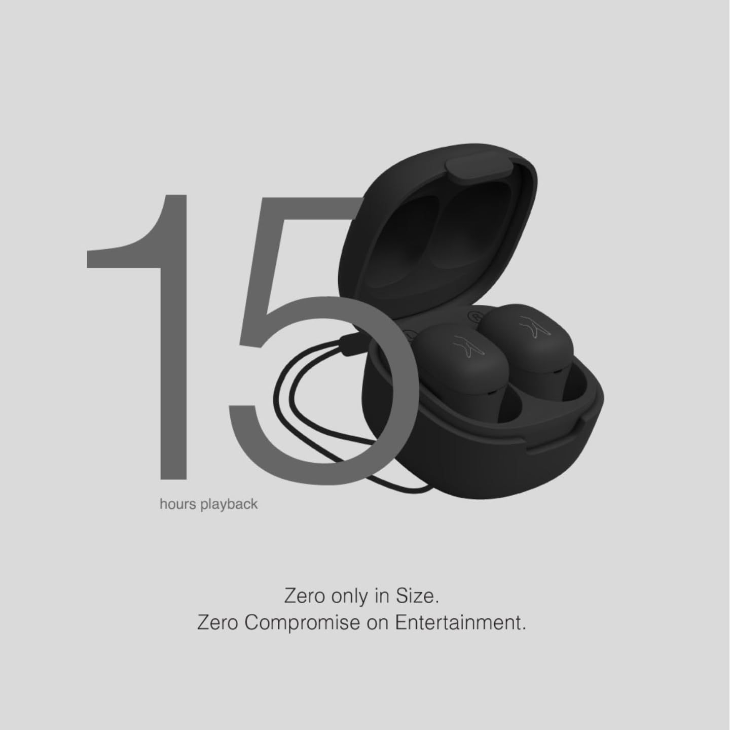 FINGERS SizeZero Pods2 World's Tiniest TWS Earbuds (Matte Black)