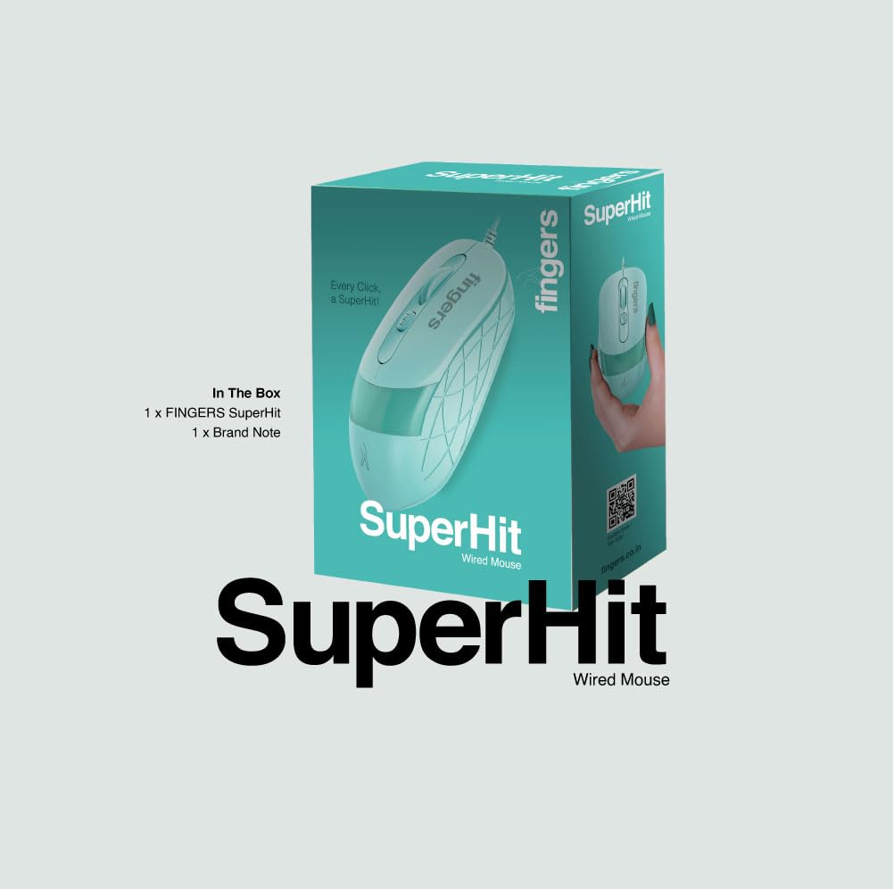 FINGERS SuperHit Wired Mouse with Advanced Optical Technology (Sea Blue)