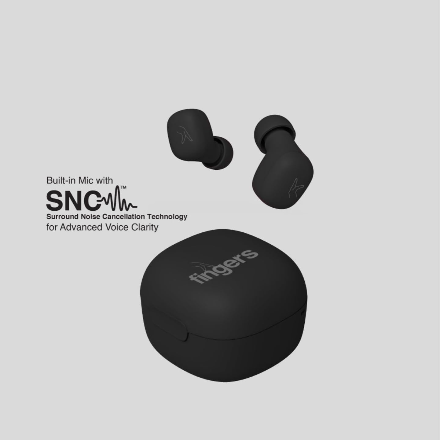 FINGERS SizeZero Pods2 World's Tiniest TWS Earbuds (Matte Black)