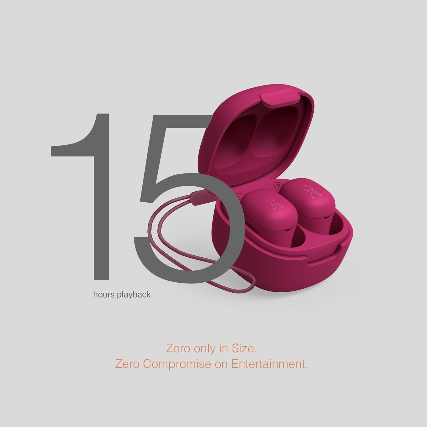 FINGERS SizeZero Pods2 World's Tiniest TWS Earbuds (Plum)