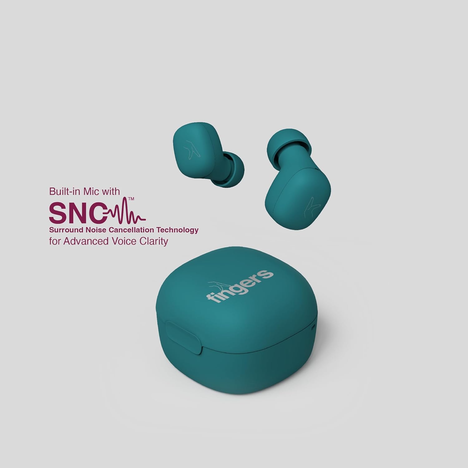 FINGERS SizeZero Pods2 World's Tiniest TWS Earbuds (Teal)