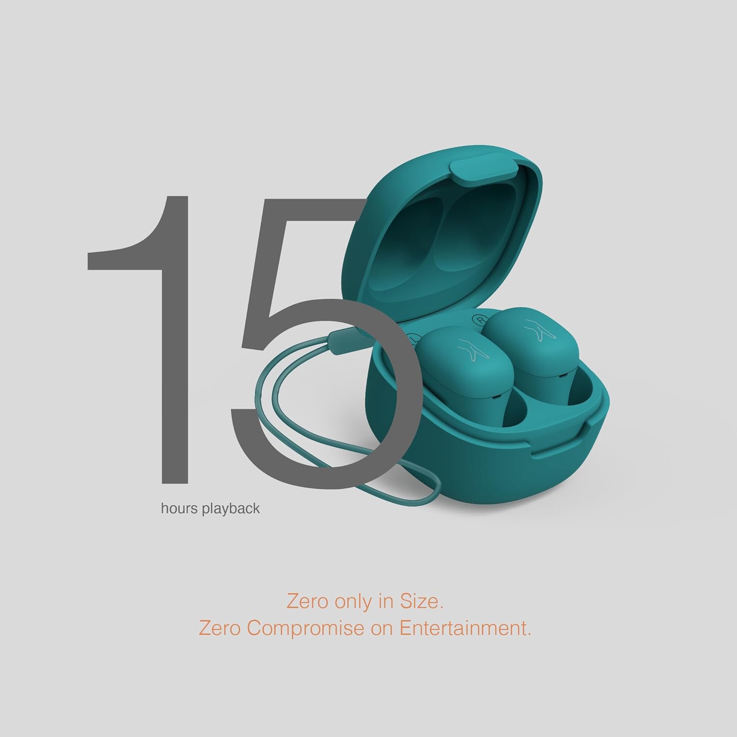 FINGERS SizeZero Pods2 World's Tiniest TWS Earbuds (Teal)