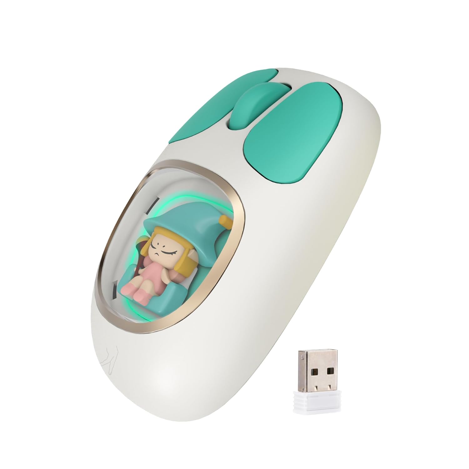 FINGERS CuteClicks WB4 Wireless Mouse (Happy White + Teal)