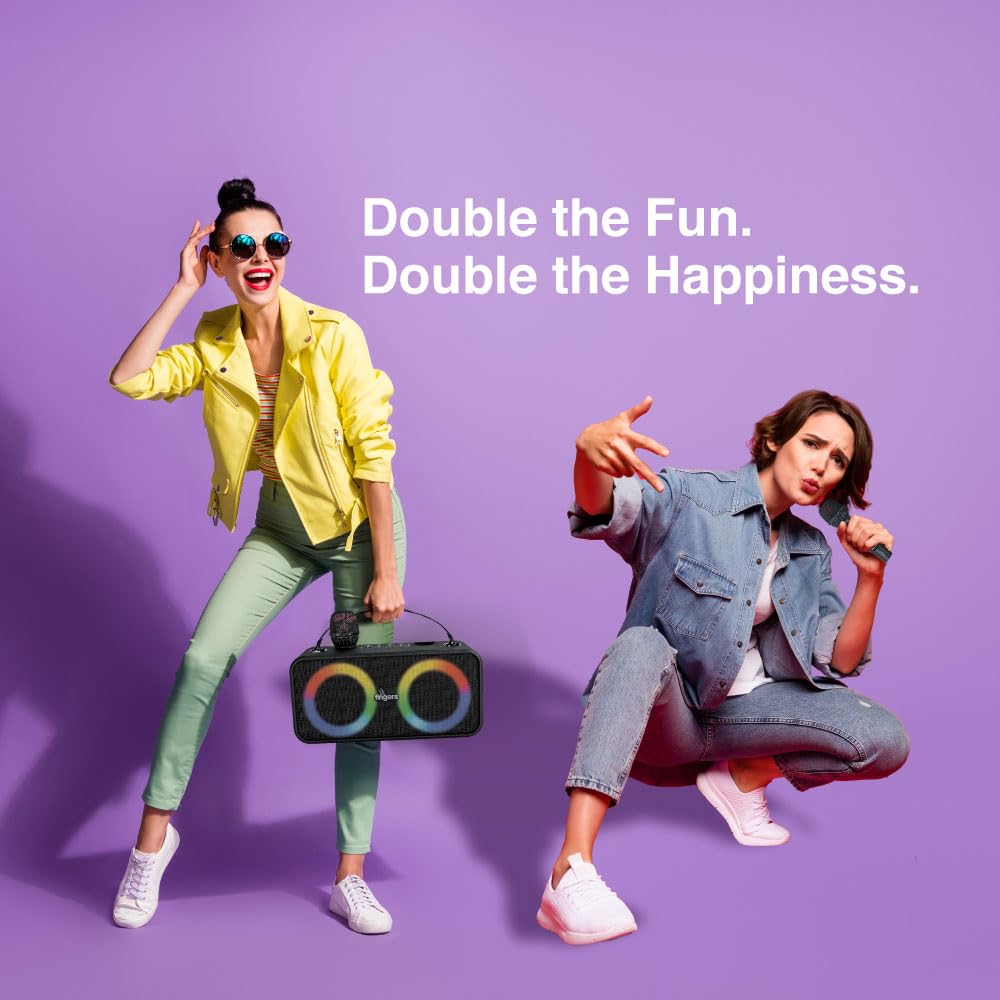 FINGERS 2Mic-Karaoke Portable Speaker with 2 Wireless Mics