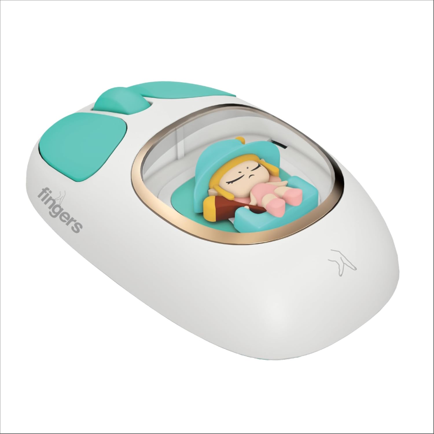 FINGERS CuteClicks WB4 Wireless Mouse (Happy White + Teal)