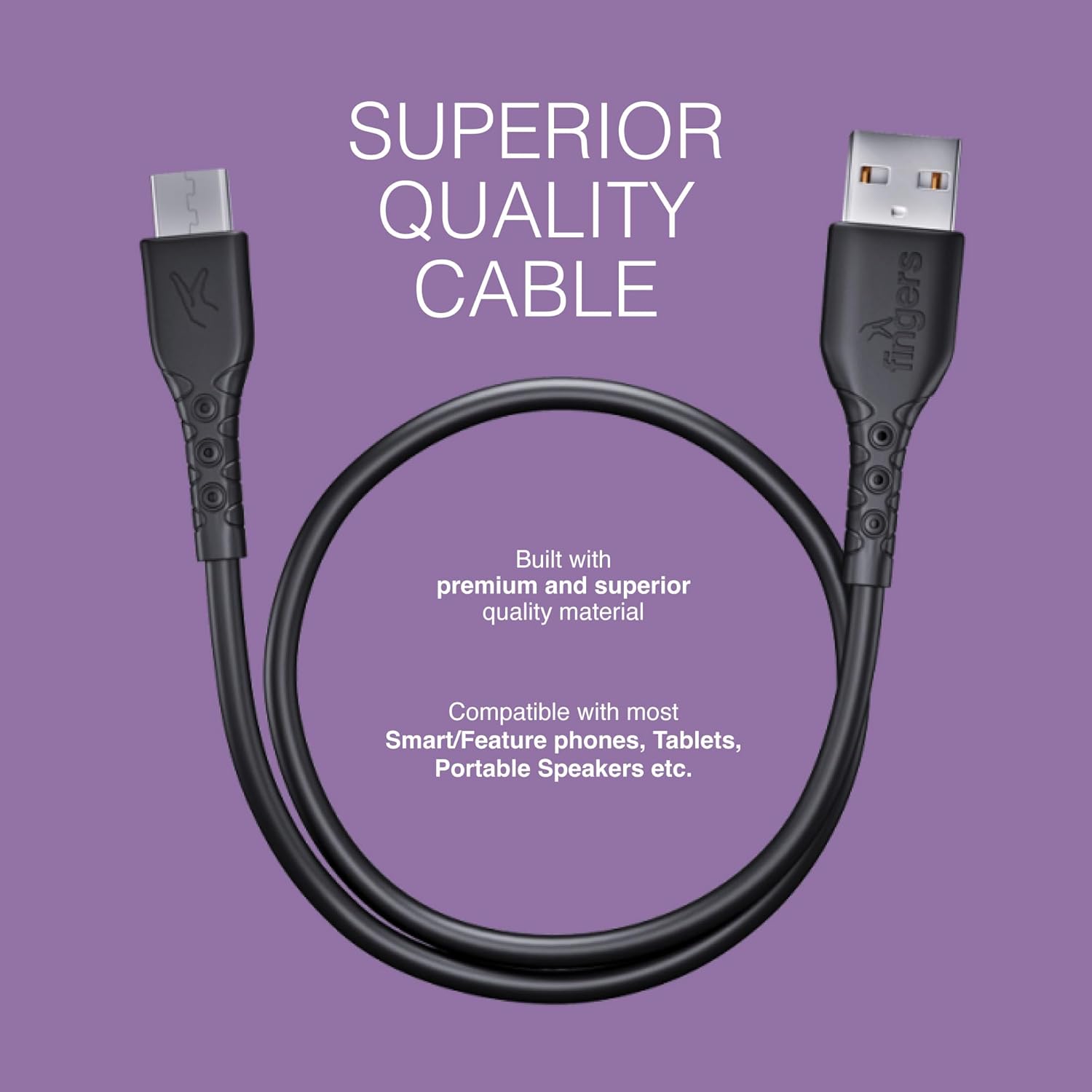 FINGERS FMC-Micro-05, Sturdy Micro USB Cable (Black)