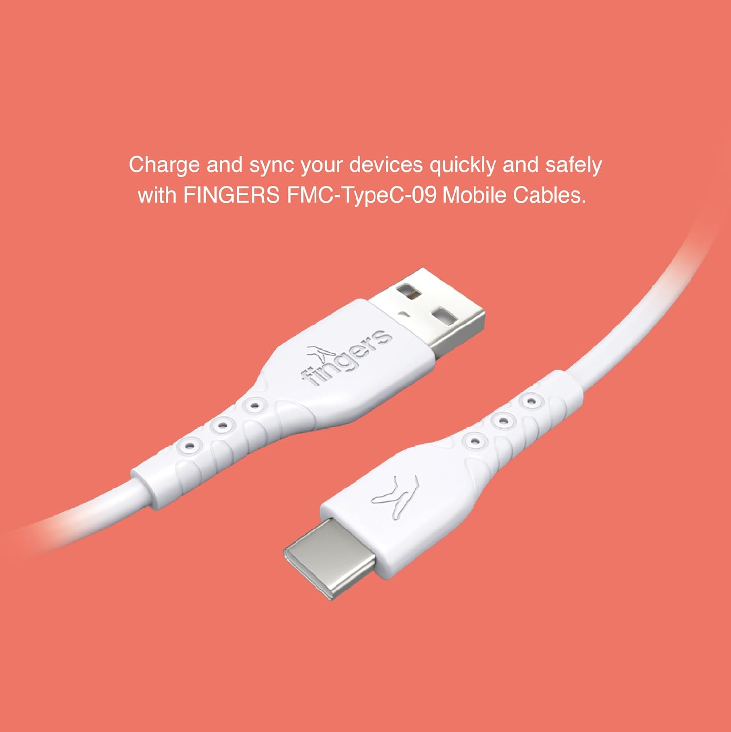 FINGERS FMC-TypeC-09, Sturdy Type-C USB Cable (White)