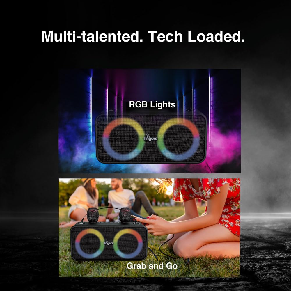 FINGERS 2Mic-Karaoke Portable Speaker with 2 Wireless Mics