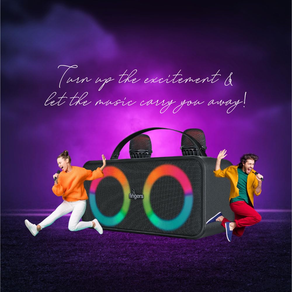 FINGERS 2Mic-Karaoke Portable Speaker with 2 Wireless Mics