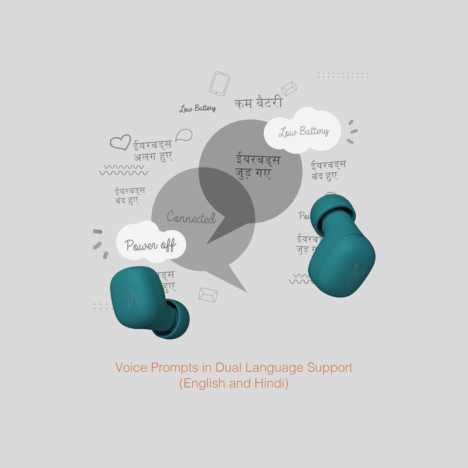 FINGERS SizeZero Pods2 World's Tiniest TWS Earbuds (Teal)