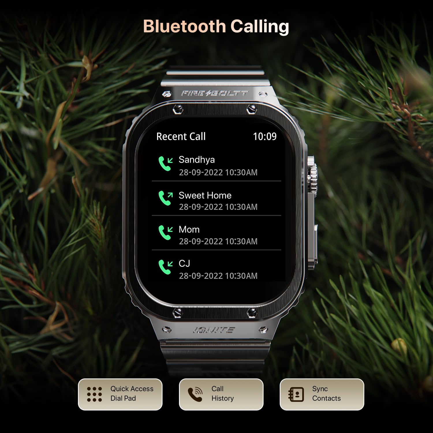 Fire-Boltt Maverick Smartwatch 51.308mm (2.02 inch) IPS Display, Luxury Stainless Steel Look, 320x385 Pixel Resolution, Bluetooth Calling, Voice Assistant (Black Silver)