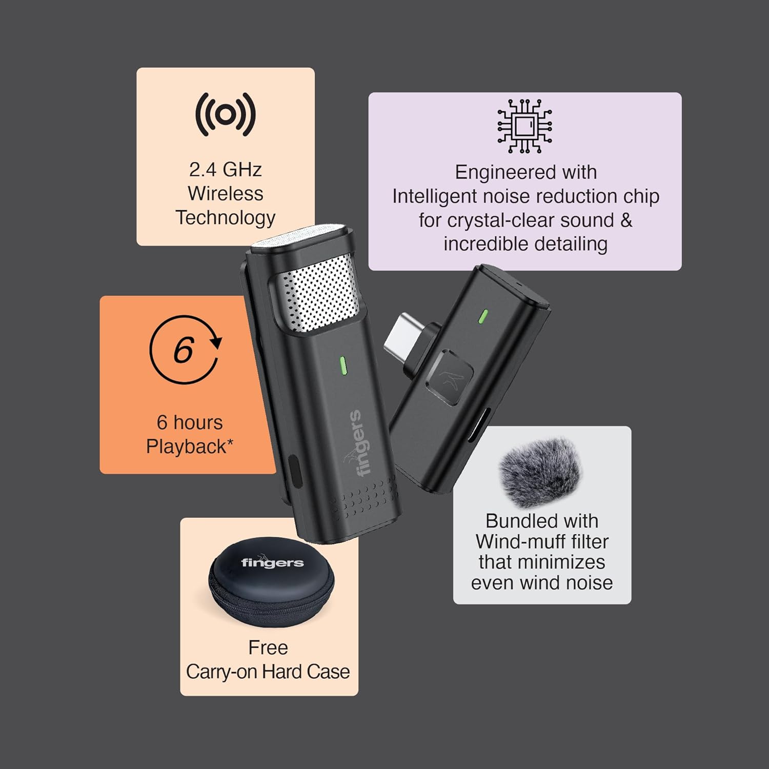 FINGERS PhoneMic-TypeC Laveliar Wireless Microphone