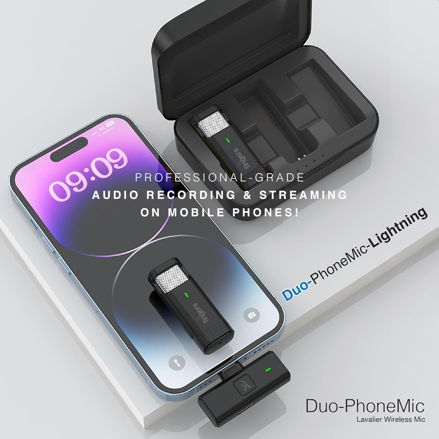 FINGERS Duo-PhoneMic-Lightning Laveliar Wireless Microphone
