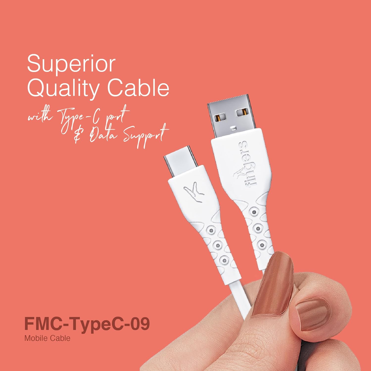 FINGERS FMC-TypeC-09, Sturdy Type-C USB Cable (White)