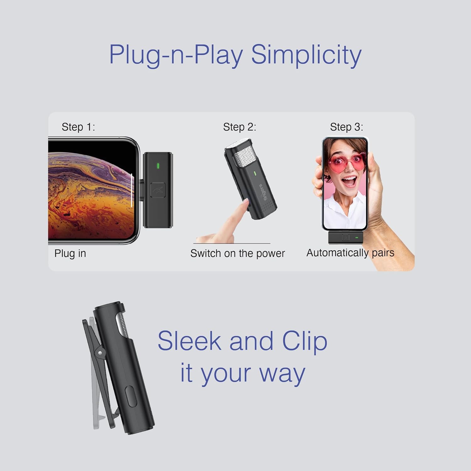 FINGERS Duo-PhoneMic-Lightning Laveliar Wireless Microphone