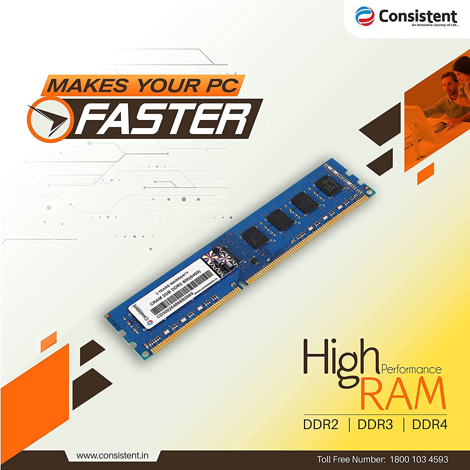 Consistent 4GB DDR3 RAM 1600MHz Desktop Memory