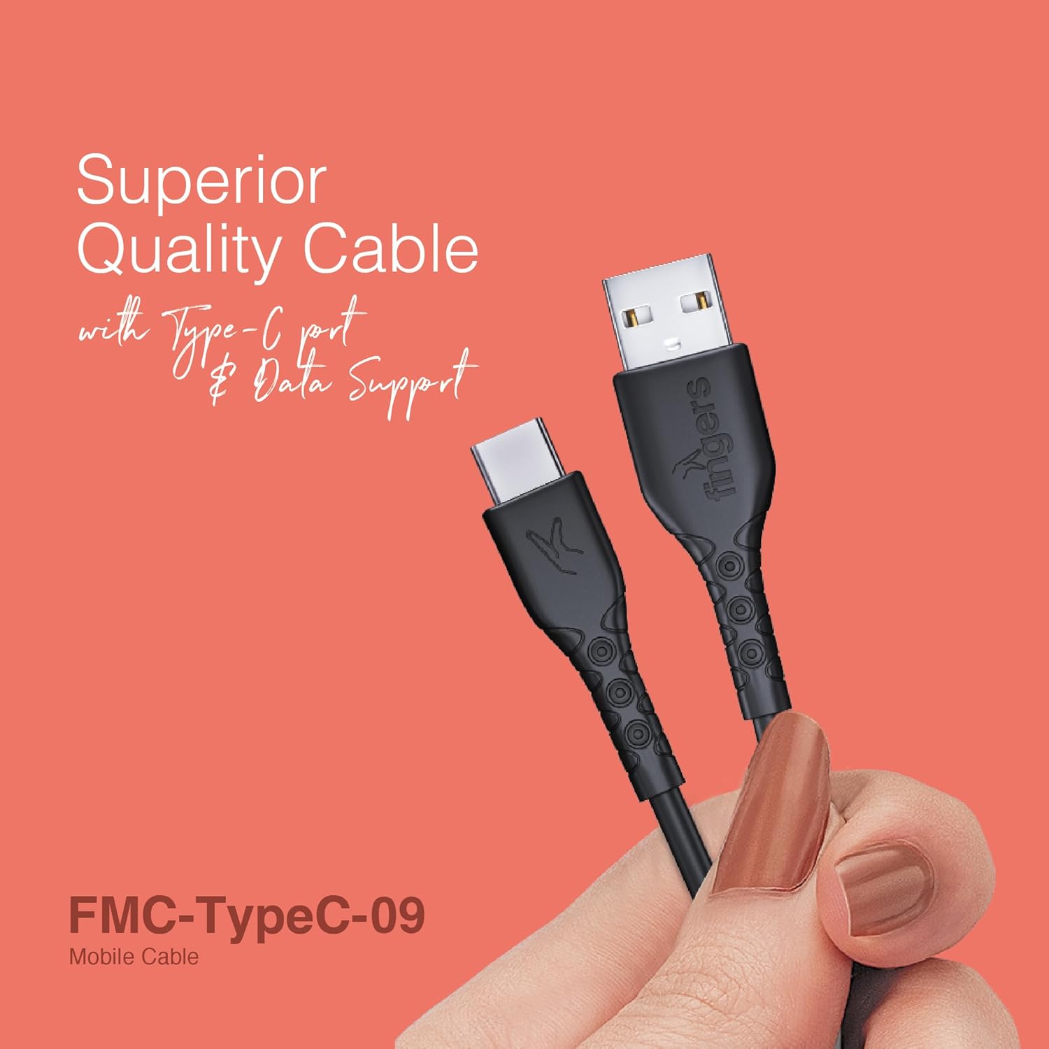 FINGERS FMC-TypeC-09, Sturdy Type-C USB Cable(Black)
