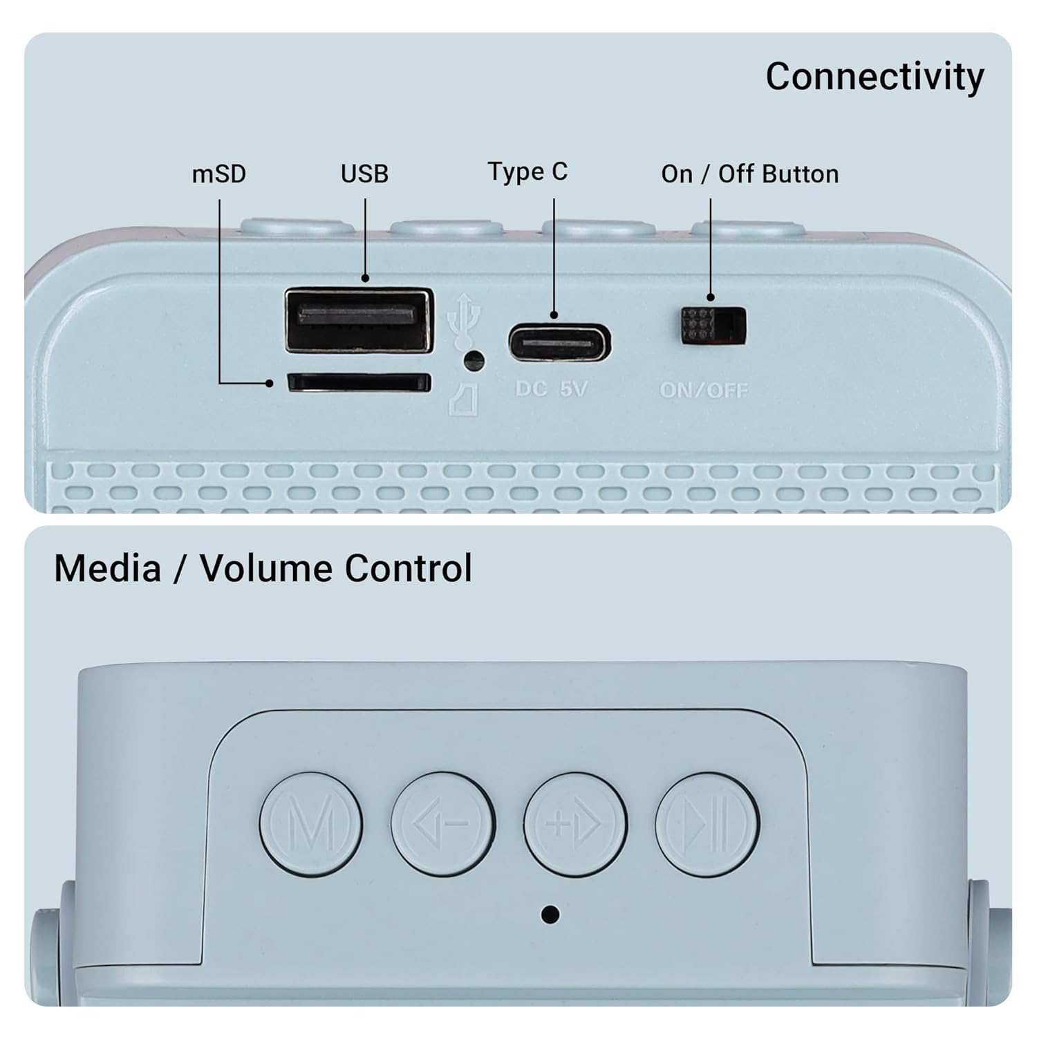ZEBRONICS County 8, Portable Bluetooth Speaker (Sky Blue)