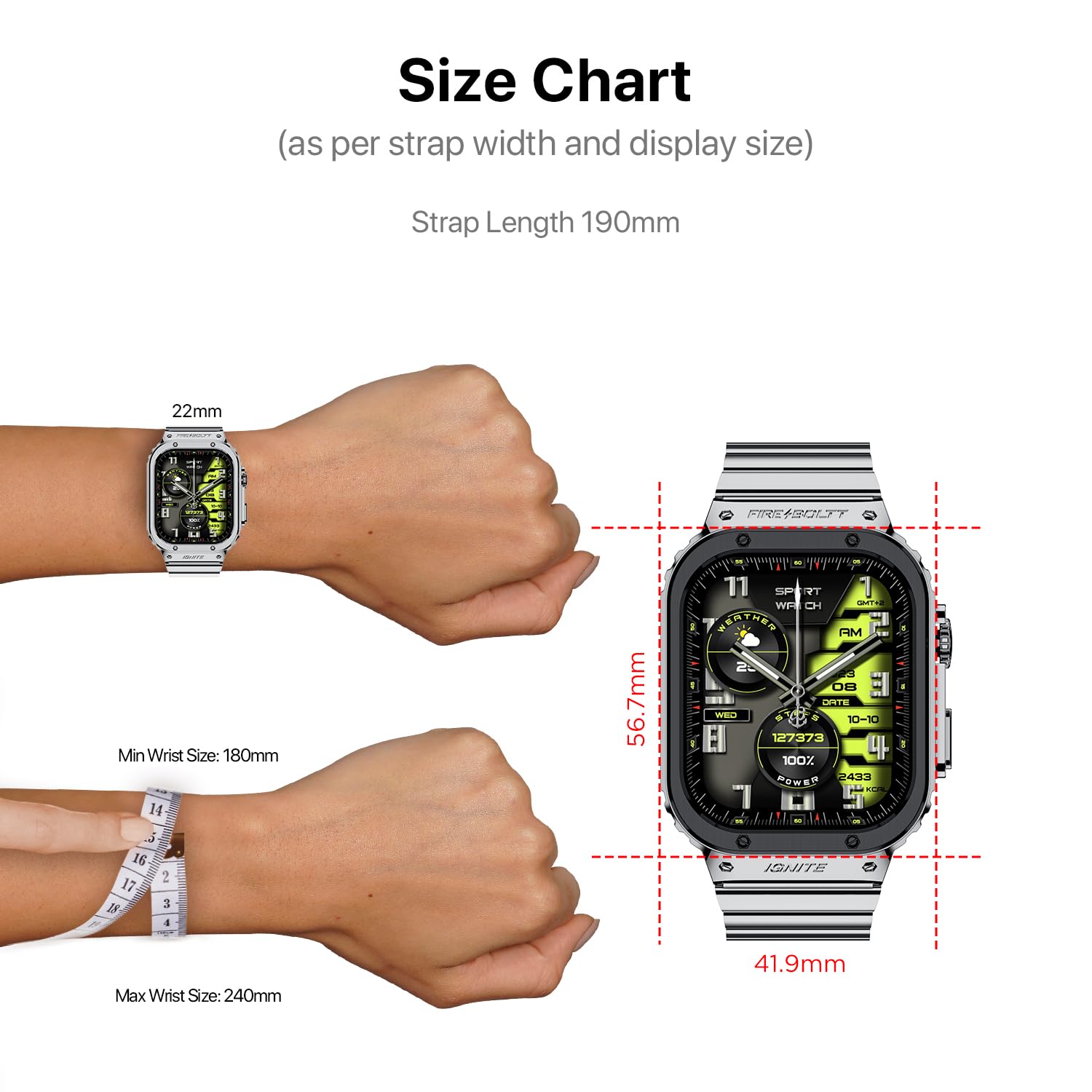 Fire-Boltt Maverick Smartwatch 51.308mm (2.02 inch) IPS Display, Luxury Stainless Steel Look, 320x385 Pixel Resolution, Bluetooth Calling, Voice Assistant (Black Silver)