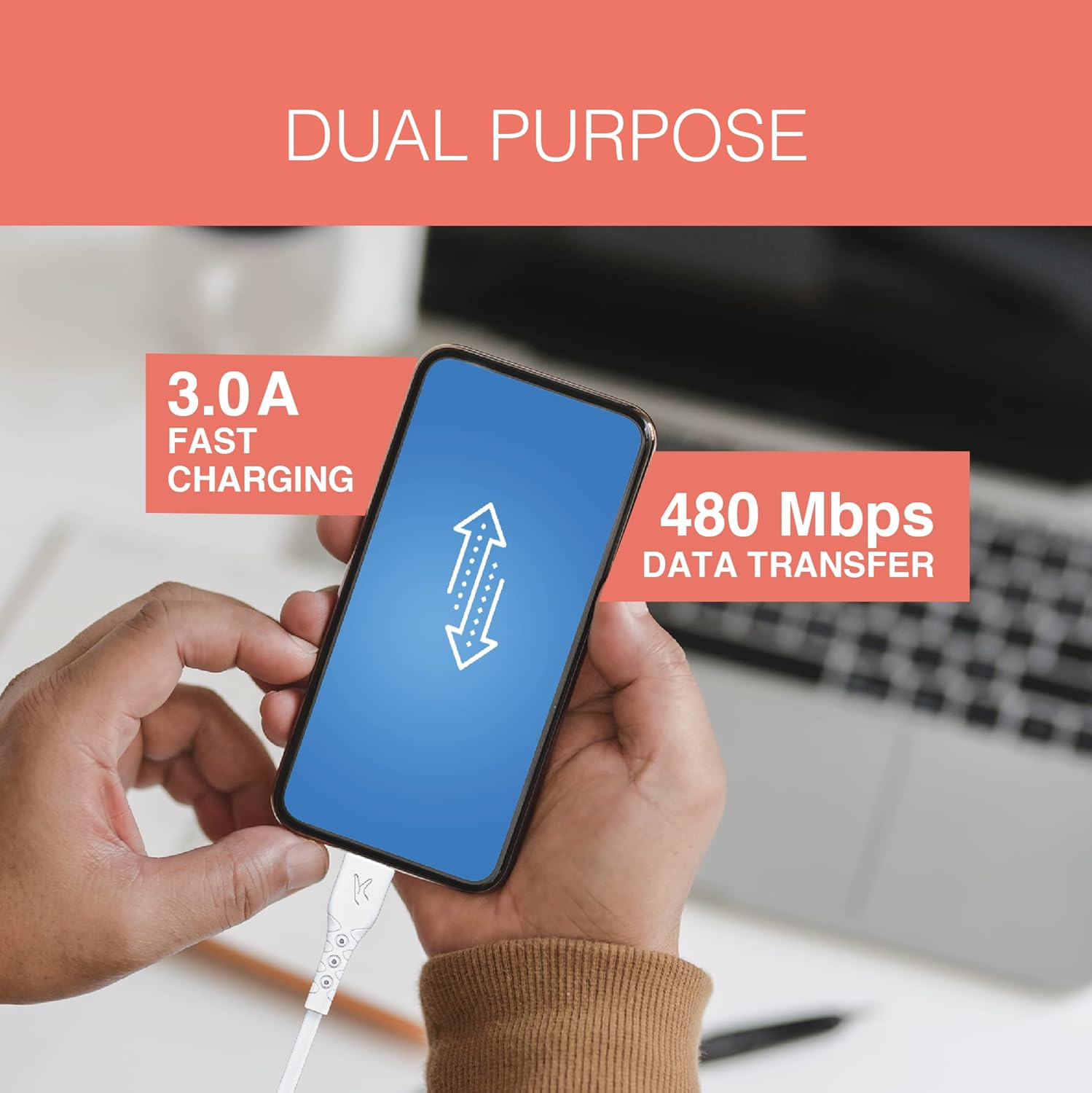 FINGERS FMC-TypeC-09, Sturdy Type-C USB Cable (White)