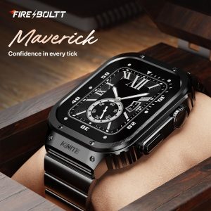 Fire-Boltt Maverick Smartwatch 51.308mm (2.02 inch) IPS Display, Luxury Stainless Steel Look, 320x385 Pixel Resolution, Bluetooth Calling, Voice Assistant (Black)
