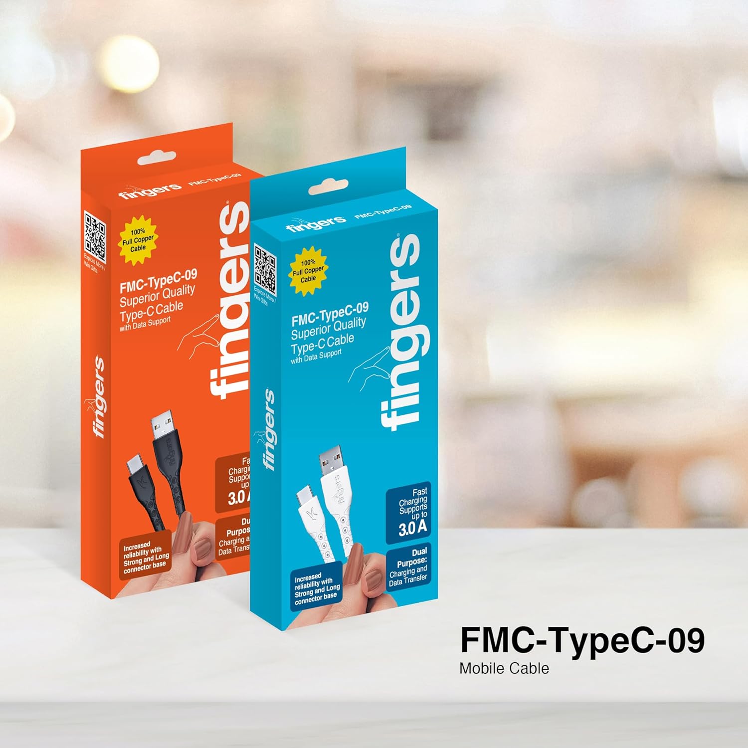 FINGERS FMC-TypeC-09, Sturdy Type-C USB Cable(Black)