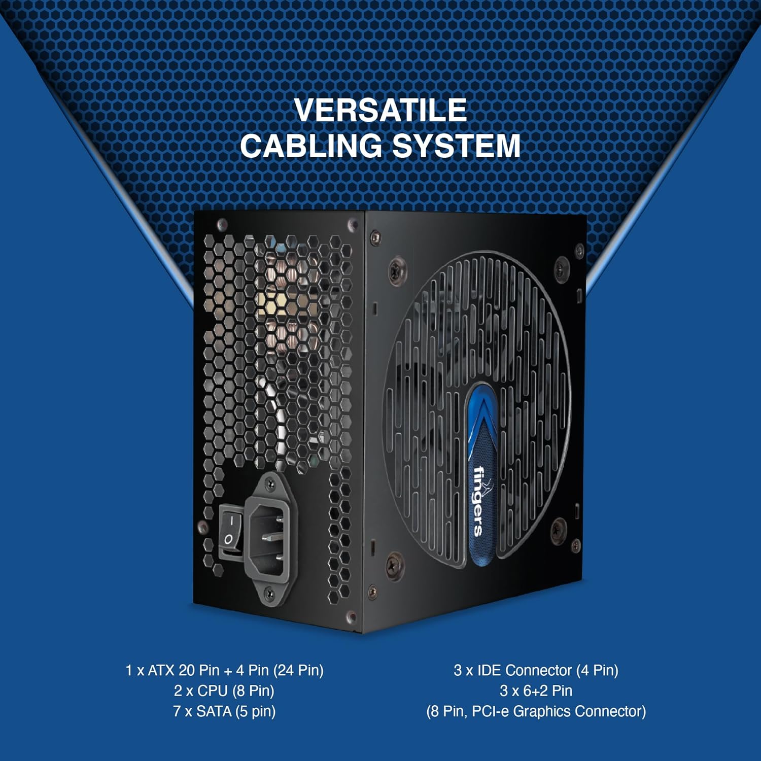 FINGERS BoxIron-700 High-Efficiency Power Supply SMPS with 7 SATA (5-pin) connectors (700 W Power Delivery, 12 cm Cooling Fan, 2000 RPM, 1.2 m Long Power Cable)