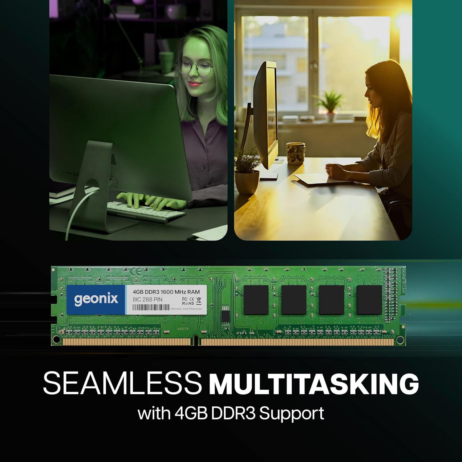 Geonix 4GB DDR3 Desktop RAM 8IC 1600 Mhz