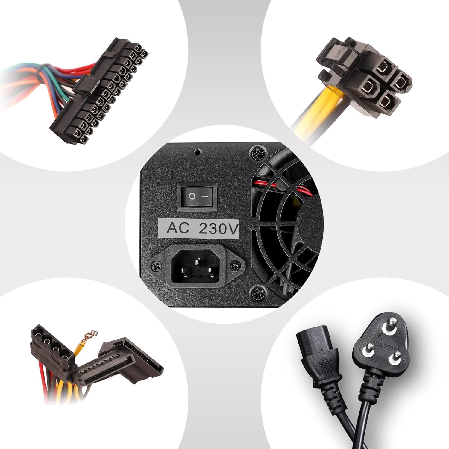 Zebronics 450W Black Gold Power Supply with 3X SATA connectors, 2X Molex, 80mm Built-in Fan, Extra Long Cables, 1.2 Meter Power Cable and Suitable for Regular use Computers