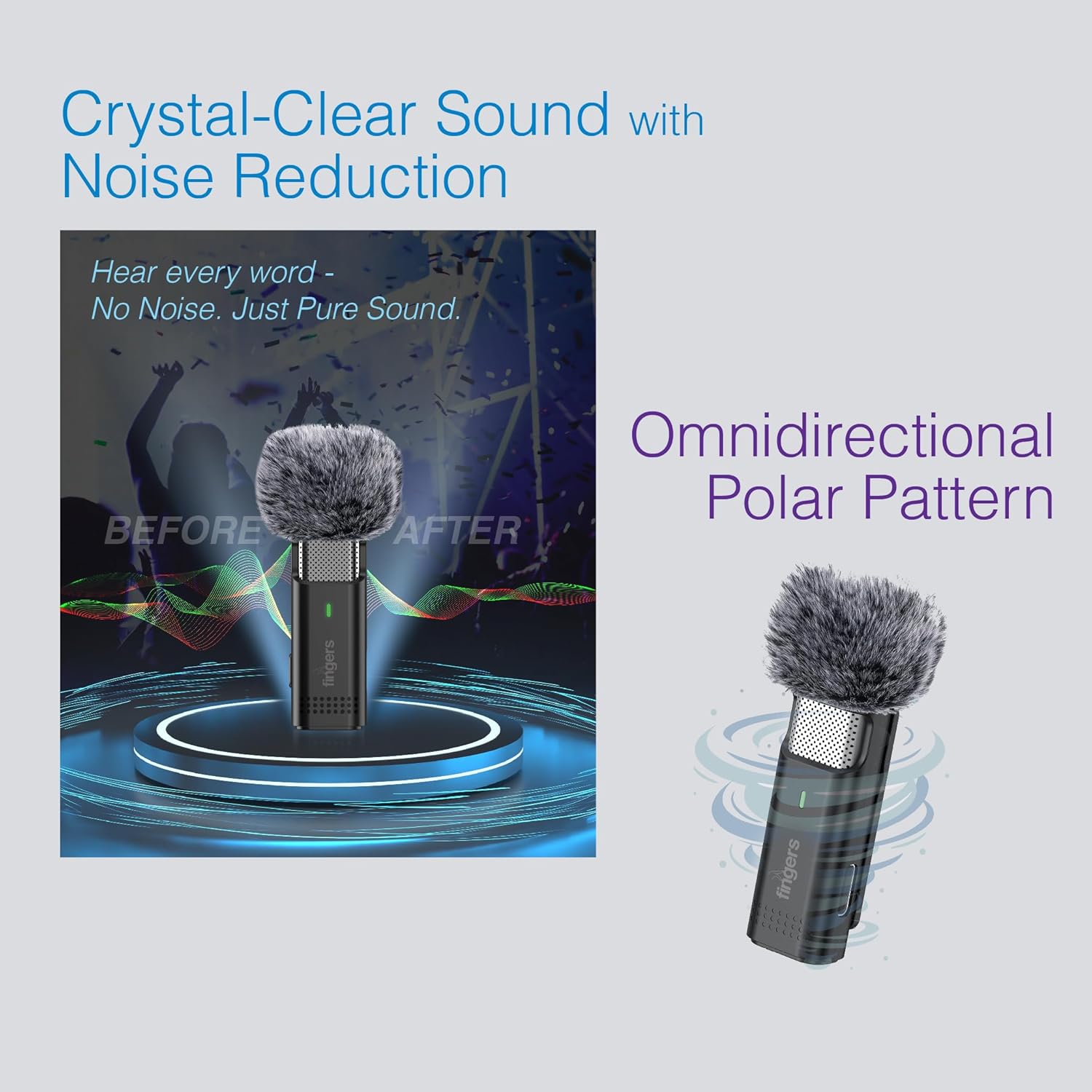 FINGERS Duo-PhoneMic-Lightning Laveliar Wireless Microphone